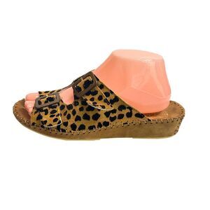 Women's LA PLUME 39 EU 8.5 9 US Animal Print Suede Sandals Buckle Black Brown